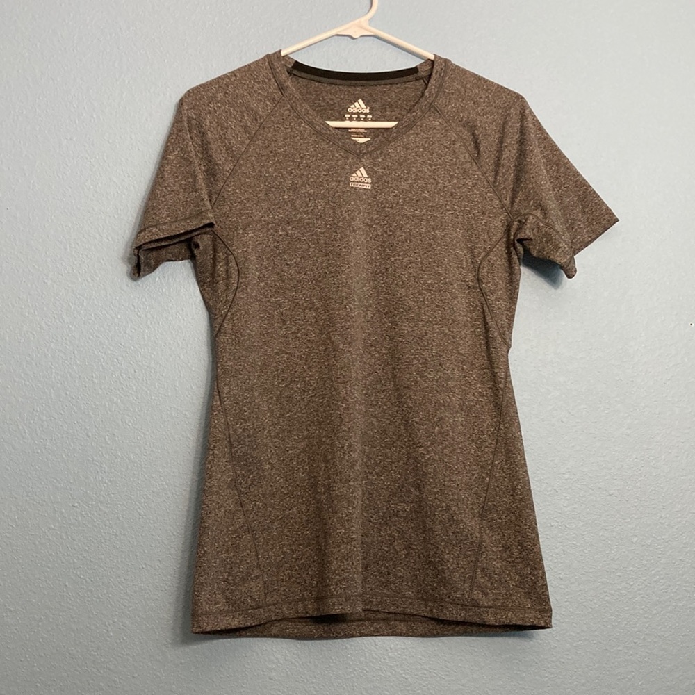New Adidas V-Neck Tee, slim cut Climalite - Heathered Gray